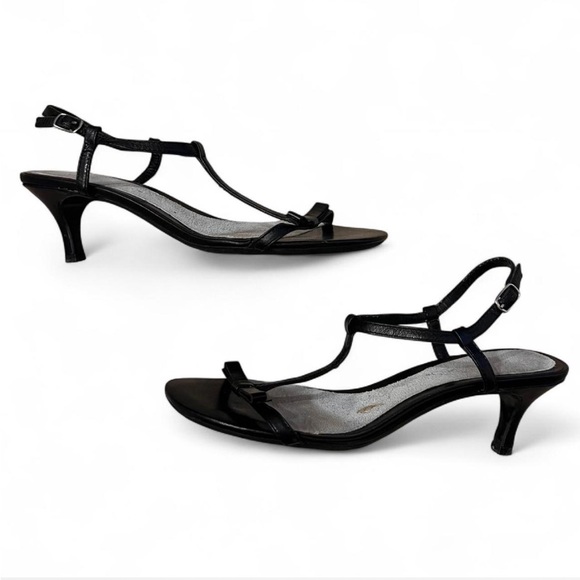 AEROSOLES Black Leather Strappy Kitten Heels - Picture 3 of 4